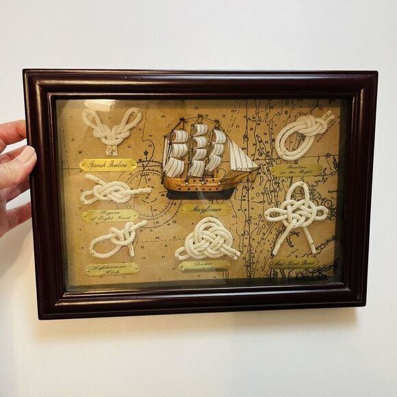 Heritage Mint Collectibles Shadow Box Mayflower Ship Nautical Knots 9x12 Marine - Picture 1 of 11